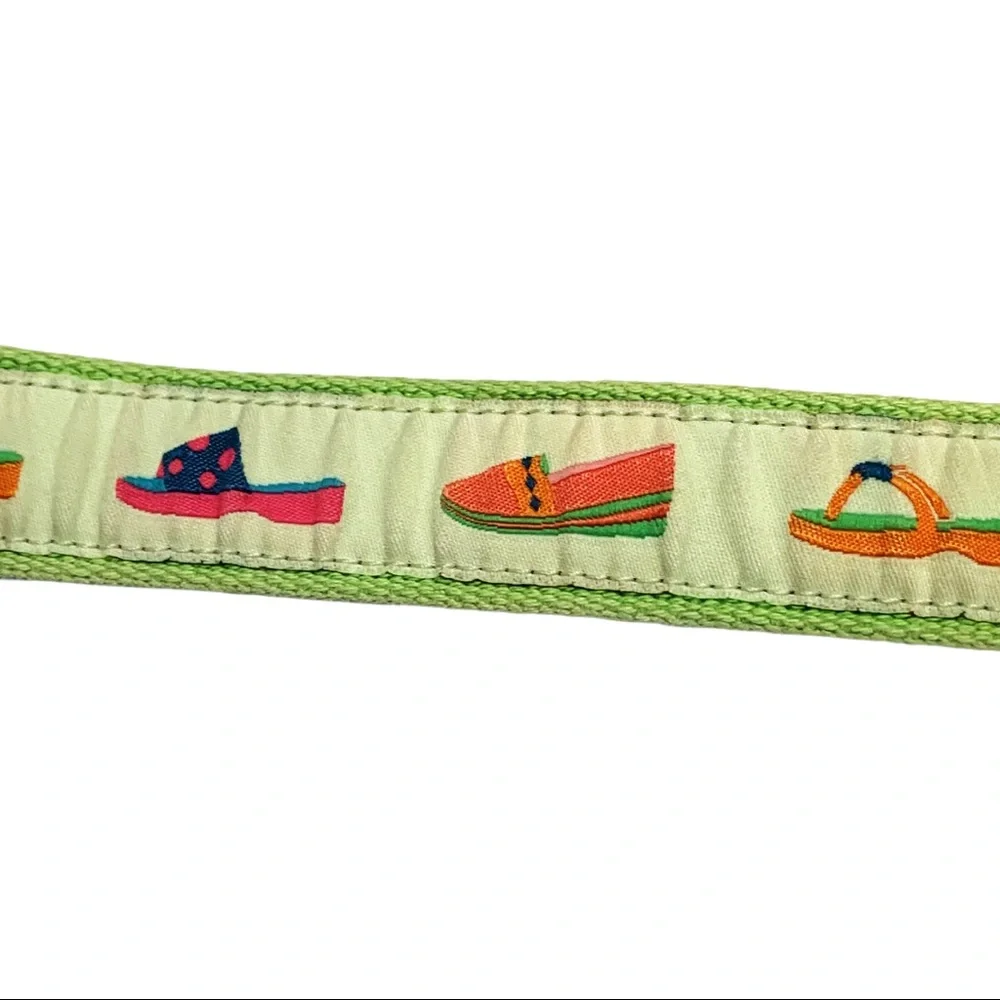Douglas Paquette Canvas Flip Flops D Ring Belt size Medium